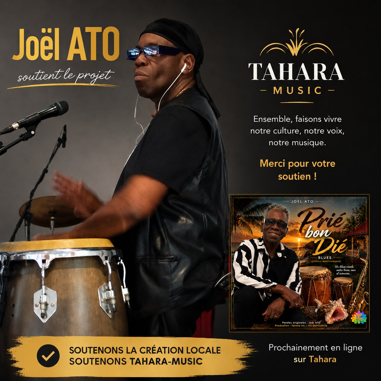 Joël ATO soutient TAHARA Music — pochette du single Prié bon Dié